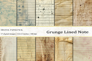 Grunge Lined Note Digital Papers