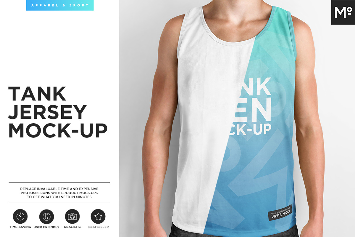 Tank Jersey Mock-up, a Product Mockup by Mocca Mockups Store (Photo 1 of 5)