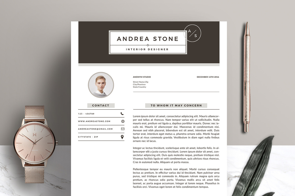 Professional Resume Template RE003, a Resume Template by Draca Design Co (Photo 3 of 4)
