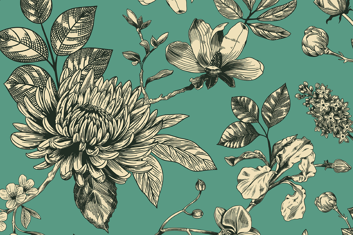 Modern Floral Toile de Jouy Patterns, a Pattern Graphic by AnnArt (Photo 11 of 13)