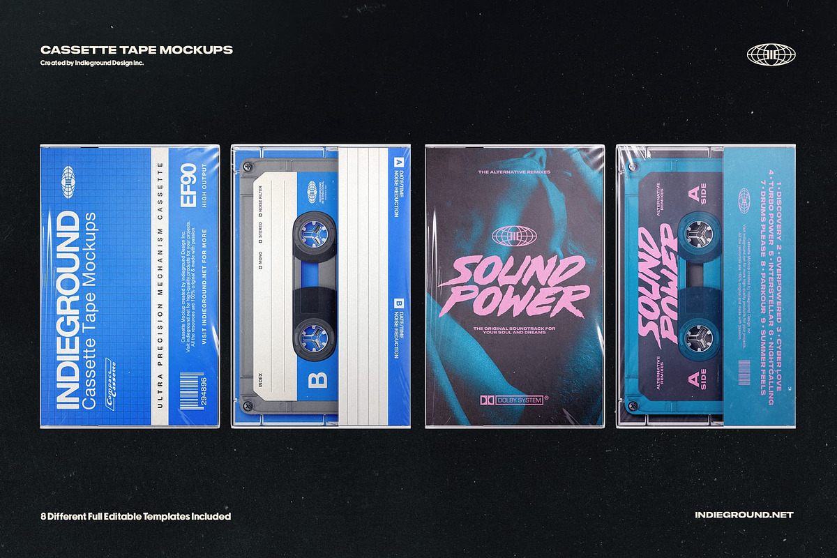 Cassette Tape Mockups, a Product Mockup by Indieground Design Inc. (Photo 6 of 8)