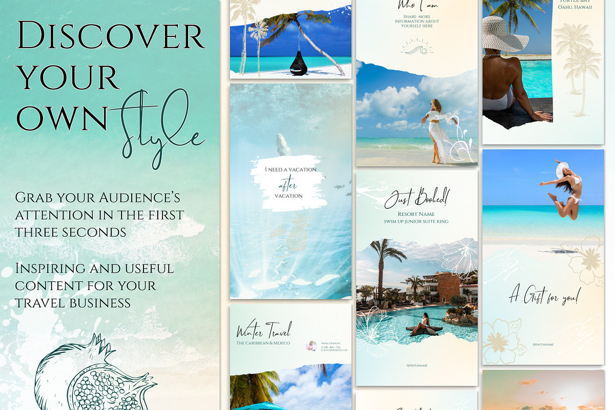 Travel Instagram Templates for Agent, a Social Media Template by Under My Cozy Roof (Photo 2 of 10)