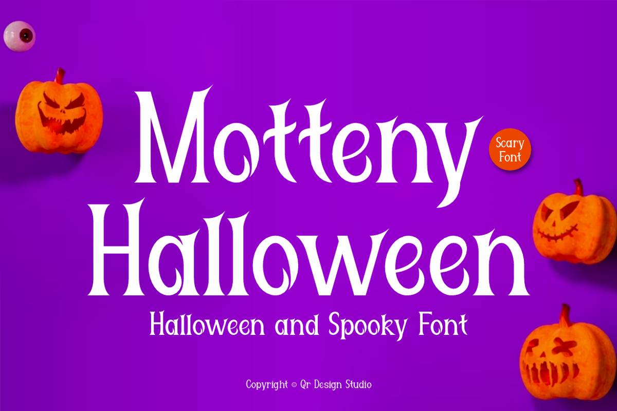 Motteny Halloween - Creepy Font, a Script Font by QR Design Studio (Photo 1 of 11)