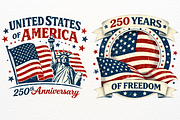 Patriotic USA Clipart 4th July PNG, a Seasonal Illustration by SugarCloudStudioArt (Thumbnail 2 of 5)