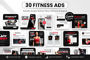 Fitness Static Ad Templates Canva, a Social Media Template by DigiPax (Thumbnail 1 of 11)