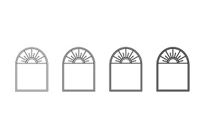 Dark arches with sun ornament and, an Object Illustration by skripnikbb
