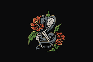 Snake and Roses, an Illustration by nomlimo.com