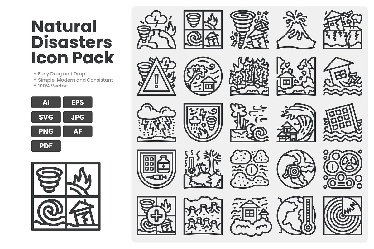Natural Disasters Outline Icons, an Outline Icon by erifqizeicon (Photo 2 of 3)