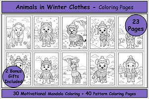 Animals in Winter Coloring Pages