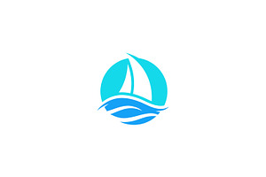 Sailboat Logo Abstract Wave Sea, a Branding & Logo Template by Signatoro