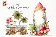Pastel Summer Watercolor Clipart PNG, a Seasonal Illustration by Nicolle's Colorful Art (Thumbnail 1 of 4)