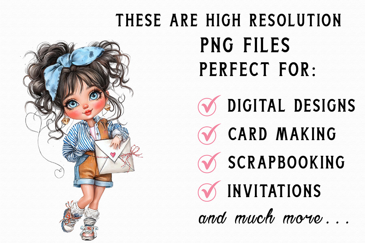 Quirky Valentine Day Girl Clipart, an Illustration by Libby Wishes (Photo 4 of 7)