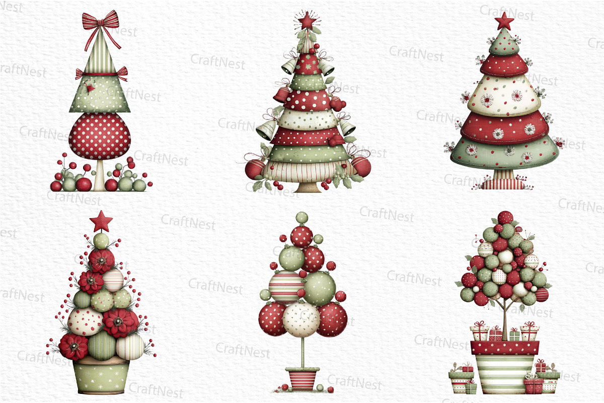 Cute Christmas Topiaries Tree, an Illustration by Craft Nest (Photo 5 of 6)