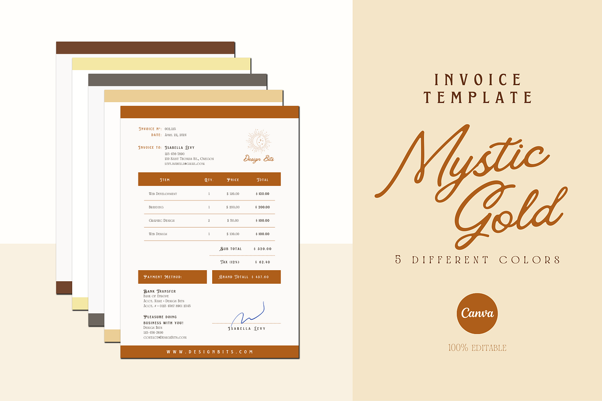 INVOICE CANVA TEMPLATE, a Print Template by The Little Lily Studio (Photo 1 of 5)