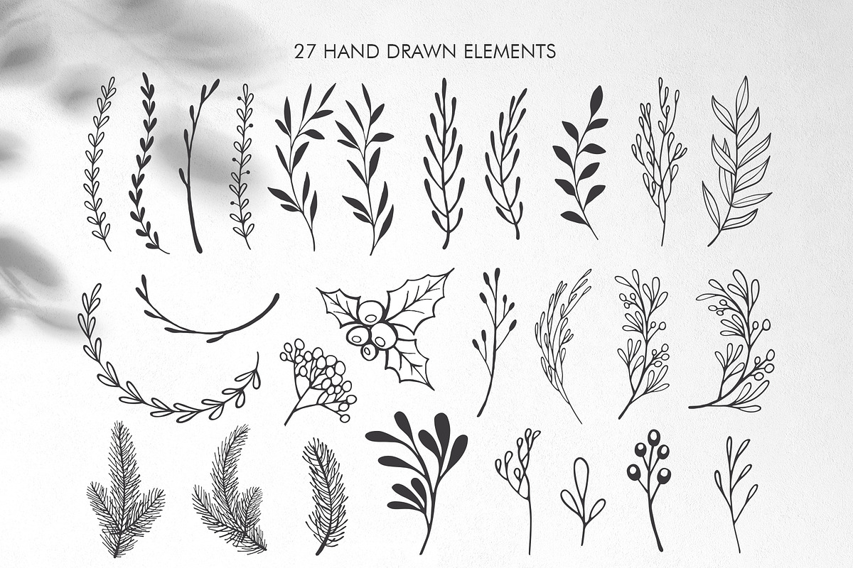 Hand drawn wreath, branches., a Decorative Illustration by Ekaterina (Photo 2 of 8)