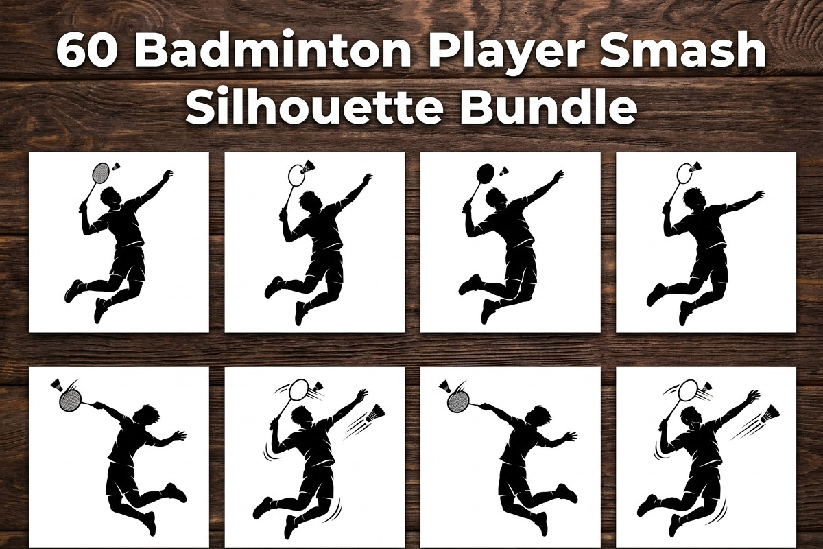 60 Badminton Player Smash Silhouette, a Person Illustration by Amazin_art (Photo 1 of 37)