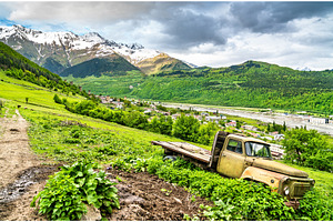 Old rusty soviet truck in Mestia, a Transportation Photo by Leonid Andronov
