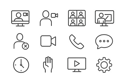 Collection of video conferencing and, a Technology Illustration by ZinetroN
