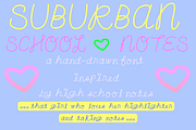 Girly Suburban School Notes, a Handwritten Font by Eryn Rose Design (Thumbnail 1 of 14)