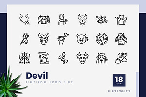 Devil Outline Icons, an Outline Icon by Zeer Graphic