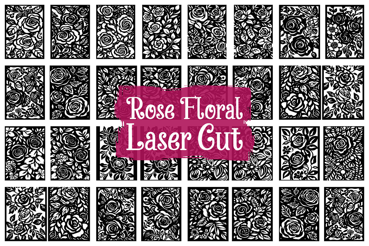 Elegant Rose Floral SVG Laser Cut, an Illustration by balal