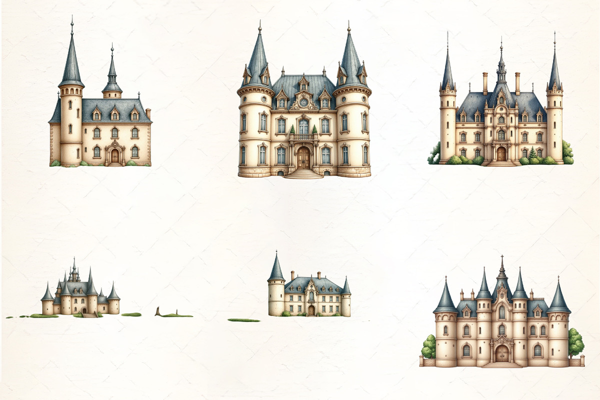 French Chateau Watercolor Clipart, an Illustration by CrexoraLab (Photo 5 of 5)