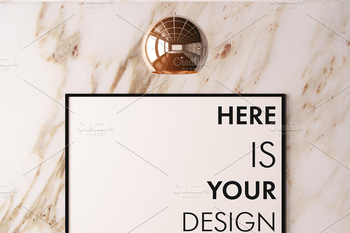 Mockup posters on a marble wall, a Print Template by FilL239 (Photo 5 of 13)