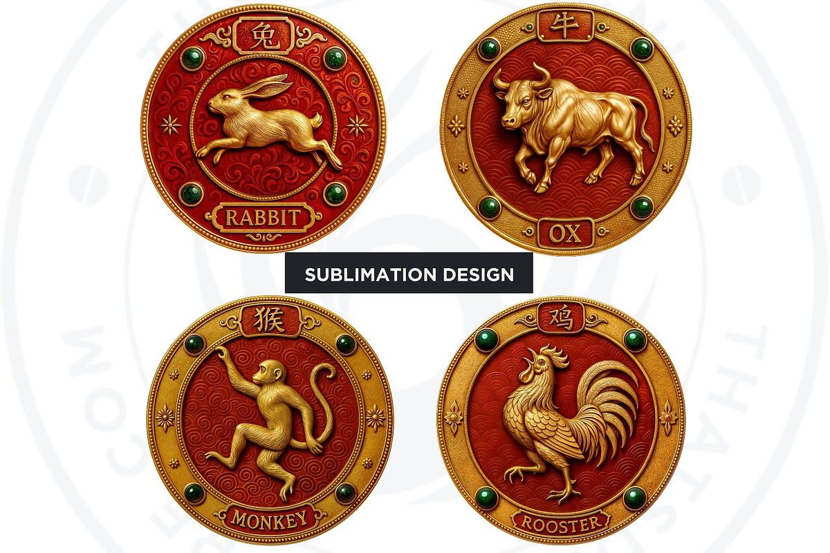 Chinese zodiac Clipart set V2, a Decorative Illustration by ThatsDesignArt (Photo 6 of 10)