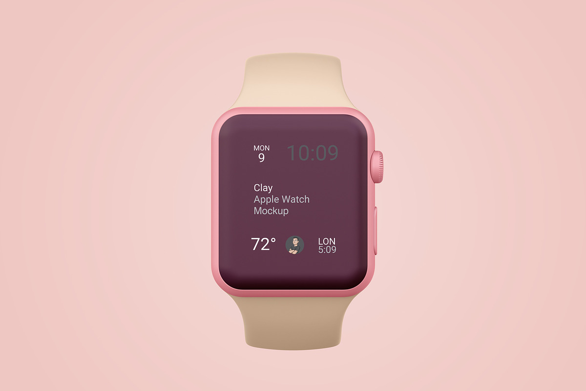 Clay Apple Watch Mockup 04, a Wearable Device Mockup by Mockups by Carlos Viloria (Photo 3 of 3)