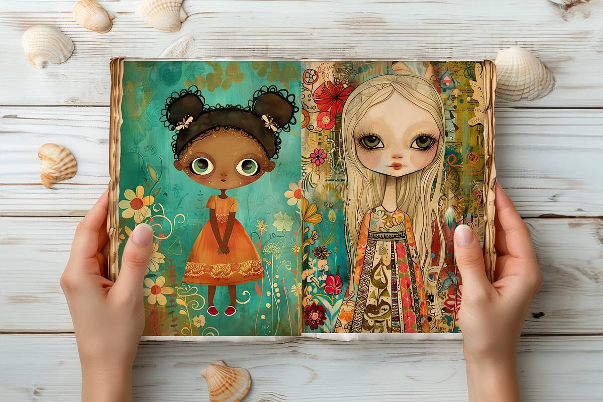 FLORAL WHIMSICAL GIRLS JUNK JOURNAL, a Person Illustration by Daring Digies (Photo 6 of 7)