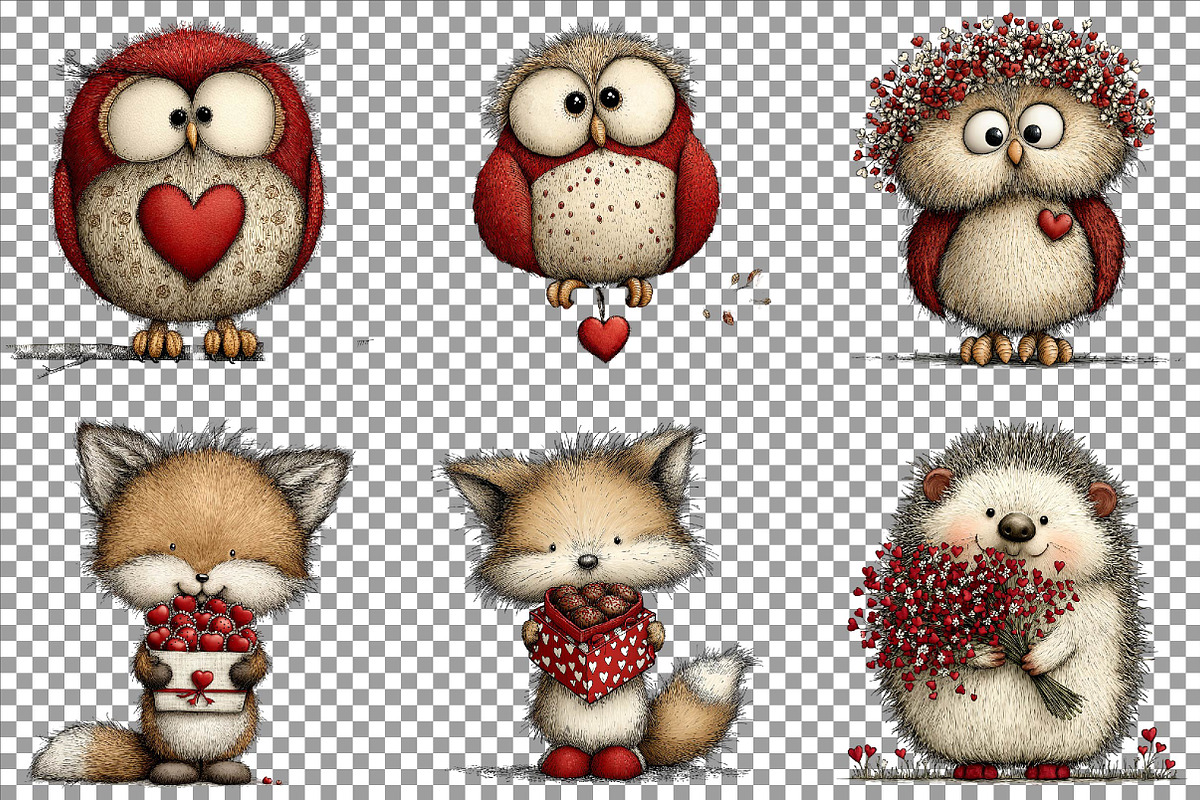 Valentine Woodland Animal Clipart, an Illustration by Sublimation Artist (Photo 4 of 6)
