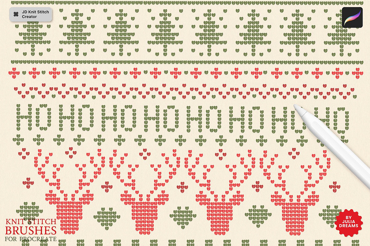 Knit Stitch Brushes for Procreate, a Brush Add-On by Julia Dreams (Photo 2 of 6)