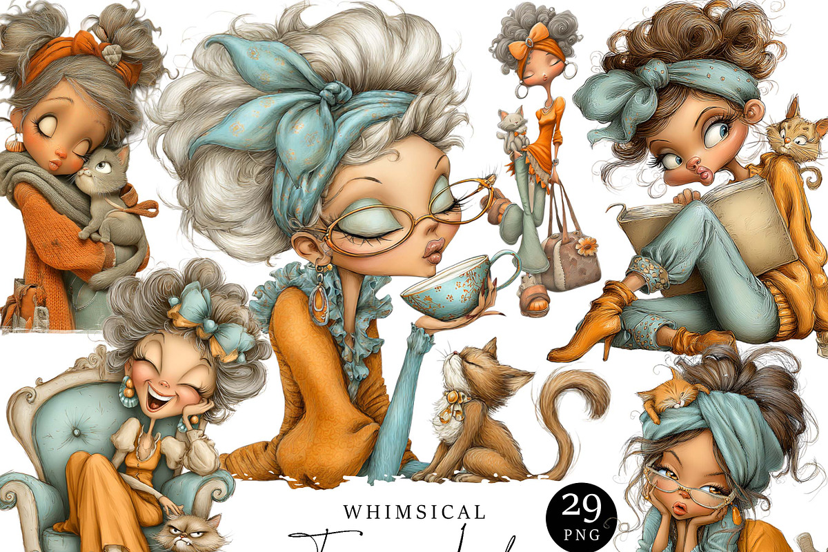 Whimsical Funny Lady Clipart, a Person Illustration by Design Scotch (Photo 1 of 8)