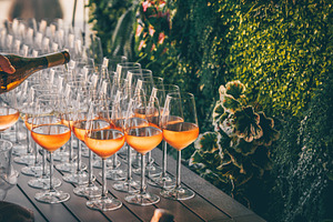 Rose wine glass stock picture