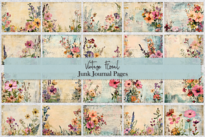 Vintage Floral Junk Journal Page Set
