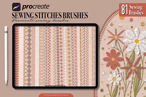 Sewing stitch brushes for Procreate