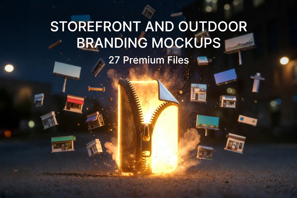 Storefront Outdoor Brand Sign Mockup, an Advertising Mockup by Dreamanart (Photo 2 of 3)