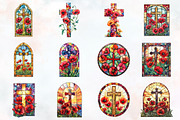 Poppy & Cross Faux Stained Glass, an Illustration by RobertsArt (Thumbnail 3 of 7)