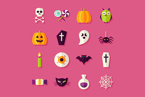 Halloween Scary Vector Flat Icons