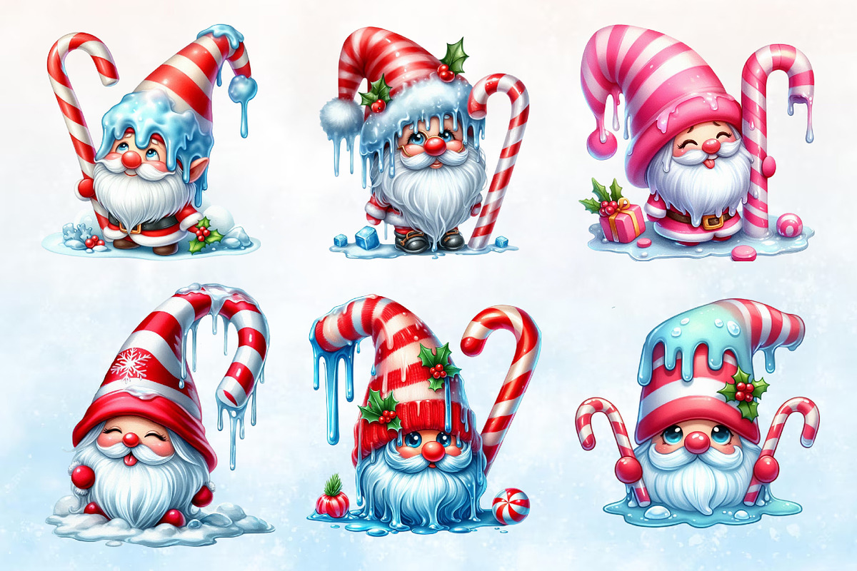 Christmas Candy Cane Icing Gnome, a Seasonal Illustration by Rose Art (Photo 3 of 7)