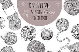 Hand drawn knitting elements