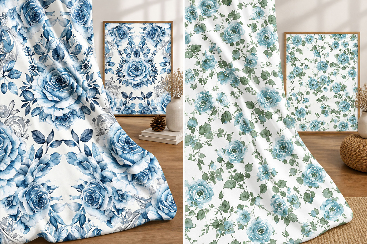 Watercolor Floral Patterns Set, a Pattern Graphic by DreamCafeArt (Photo 3 of 5)
