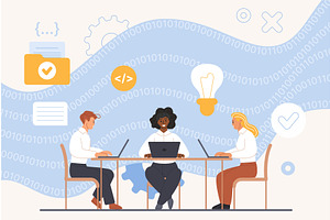 Hackathon marathon collaboration, a Person Illustration by Lemberg Vector