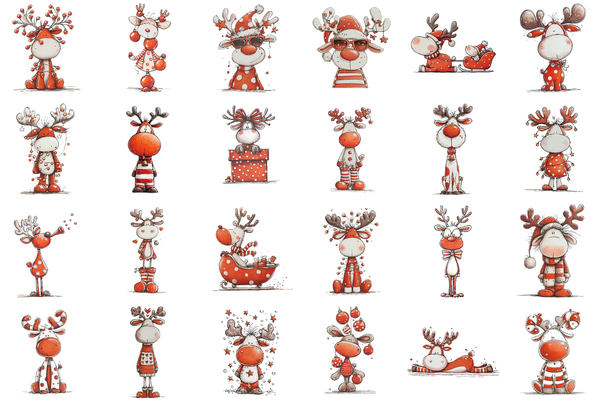 Quirky Funny Christmas Reindeer Clip, an Illustration by Sublimation Artist (Photo 2 of 6)