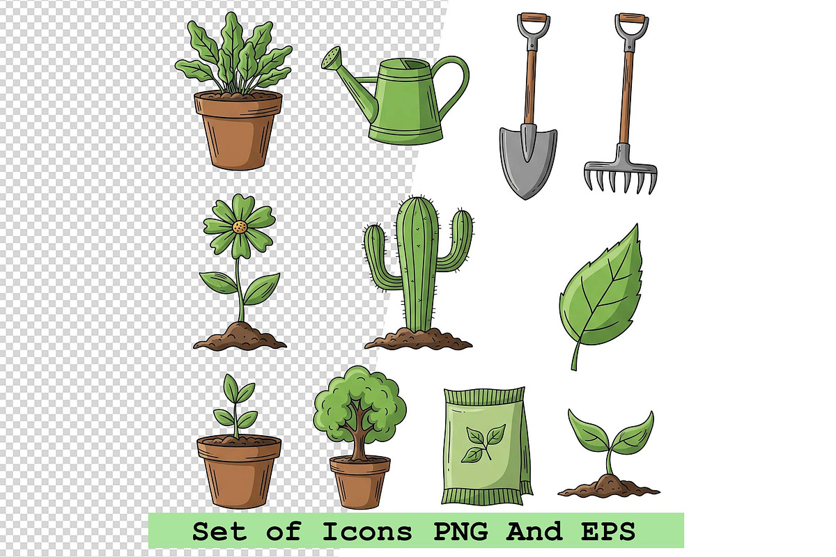 Set of garden and plant icons, an Icon by one-touch