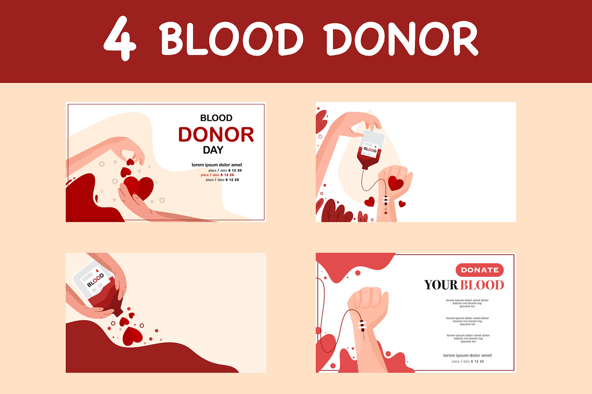 Blood donor day vector bundle, an Education Illustration by foxndeer (Photo 1 of 4)