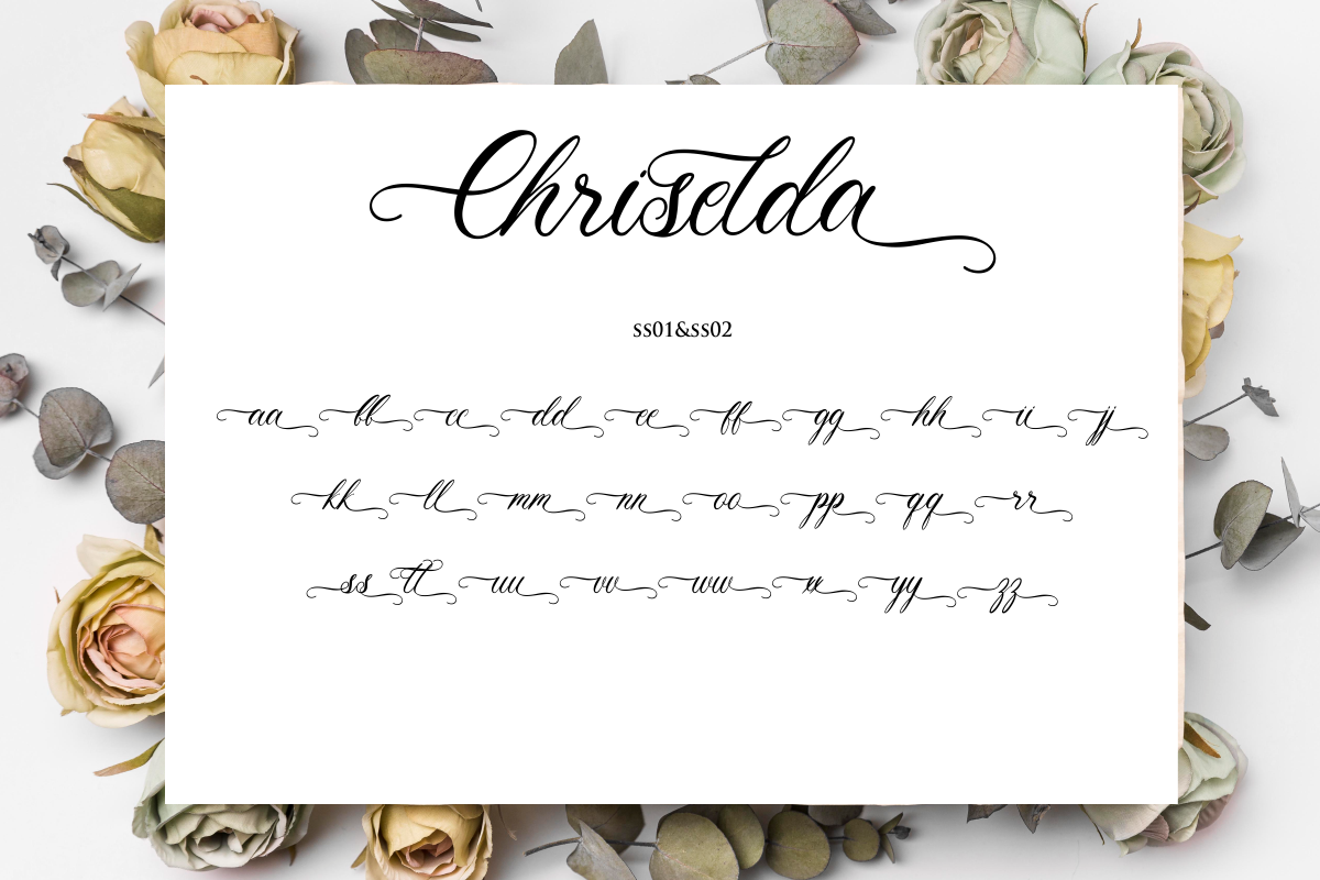 Chriselda - Modern Calligraphy, a Script Font by Fikryal Studio (Photo 15 of 15)