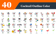 Cocktail Outline Color Icons Bundle, an Outline Icon by EllaMaiyaali (Thumbnail 3 of 3)