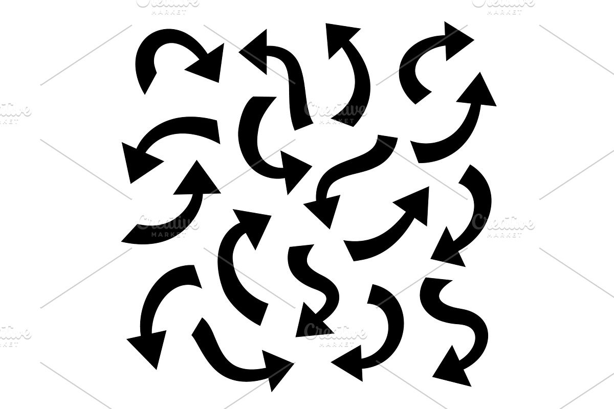 Black curved arrow set. Minimal, an Object Illustration by GraphiShop