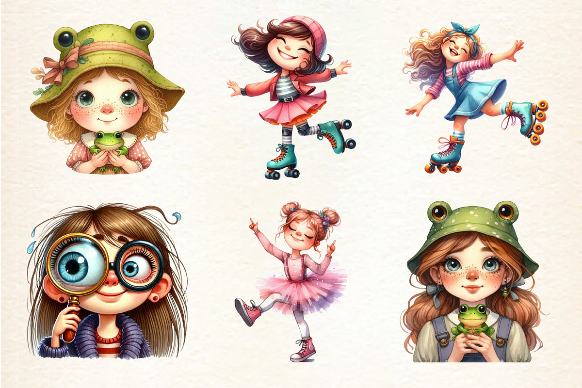 Funny Quirky Girl Clipart Funny Girl, an Illustration by DreamArtGraphic (Photo 4 of 4)